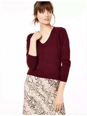 Charter Club Women’s‎ 100% Cashmere V-Neck Sweater Burgundy Size M Luxury